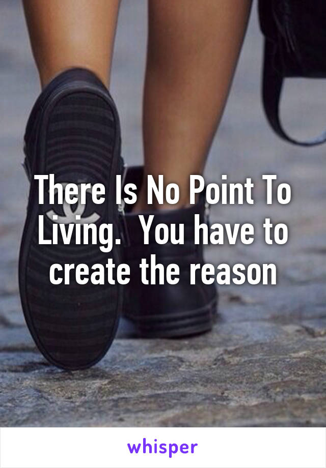 There Is No Point To Living.  You have to create the reason