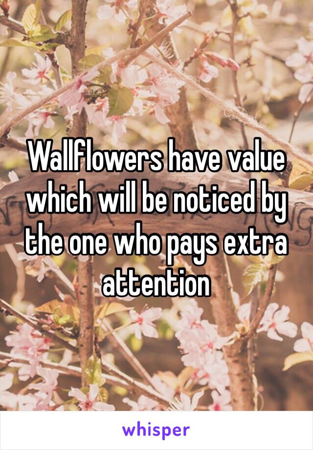 Wallflowers have value which will be noticed by the one who pays extra attention