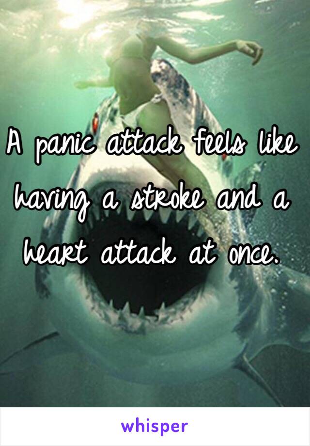 A panic attack feels like having a stroke and a heart attack at once. 