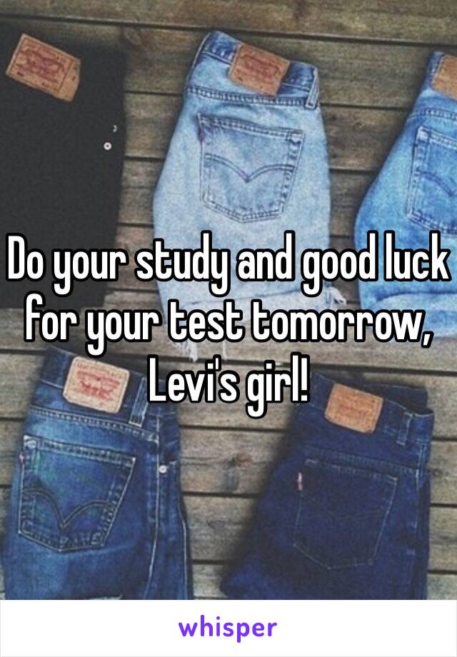 Do your study and good luck for your test tomorrow, Levi's girl!