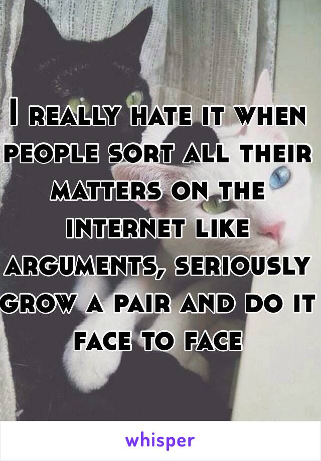 I really hate it when people sort all their matters on the internet like arguments, seriously grow a pair and do it face to face