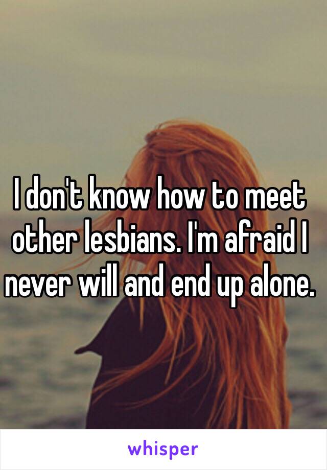 I don't know how to meet other lesbians. I'm afraid I never will and end up alone. 