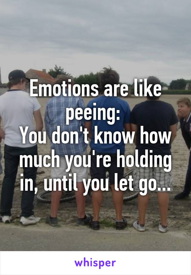 Emotions are like peeing: 
You don't know how much you're holding in, until you let go...