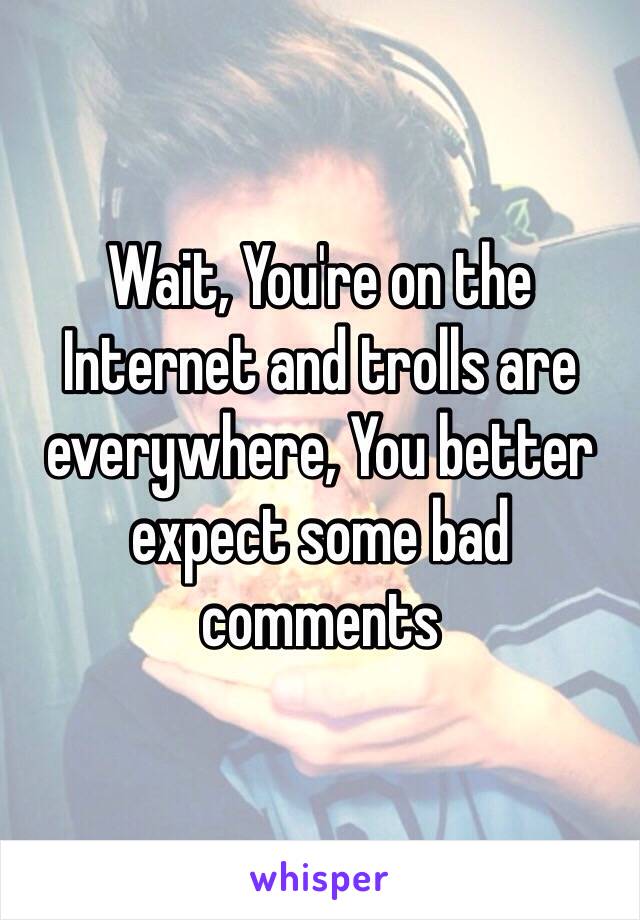 Wait, You're on the Internet and trolls are everywhere, You better expect some bad comments