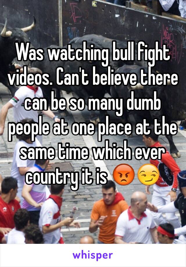 Was watching bull fight videos. Can't believe there can be so many dumb people at one place at the same time which ever country it is 😡😏