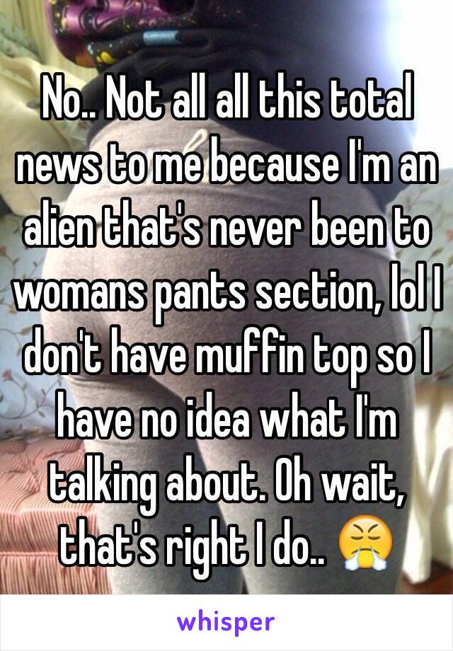 No.. Not all all this total news to me because I'm an alien that's never been to womans pants section, lol I don't have muffin top so I have no idea what I'm talking about. Oh wait, that's right I do.. 😤