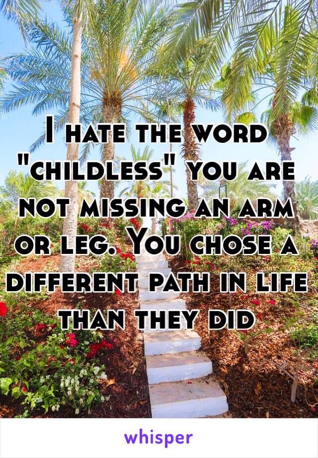 I hate the word "childless" you are not missing an arm or leg. You chose a different path in life than they did