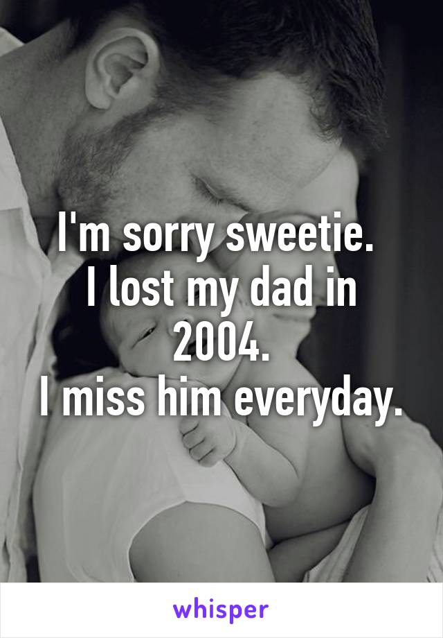 I'm sorry sweetie. 
I lost my dad in 2004.
I miss him everyday.