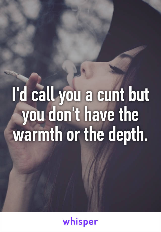 I'd call you a cunt but you don't have the warmth or the depth.