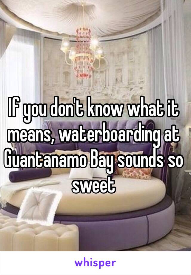 If you don't know what it means, waterboarding at Guantanamo Bay sounds so sweet