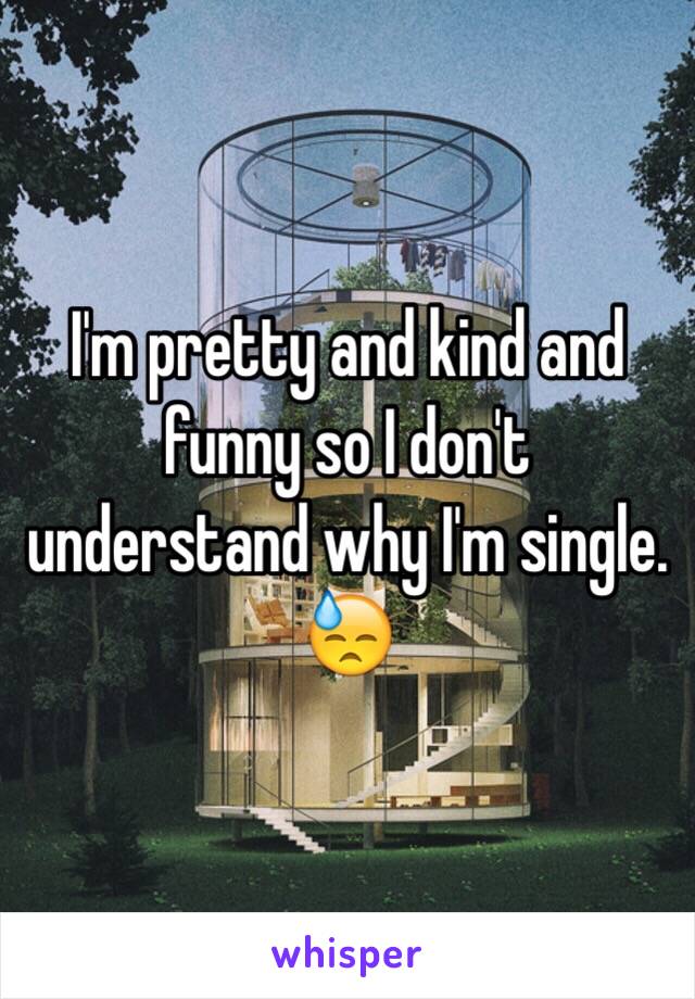 I'm pretty and kind and funny so I don't understand why I'm single. 😓