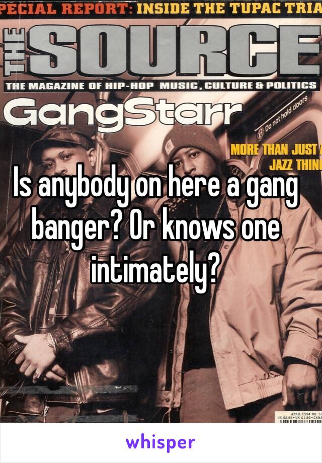 Is anybody on here a gang banger? Or knows one intimately?