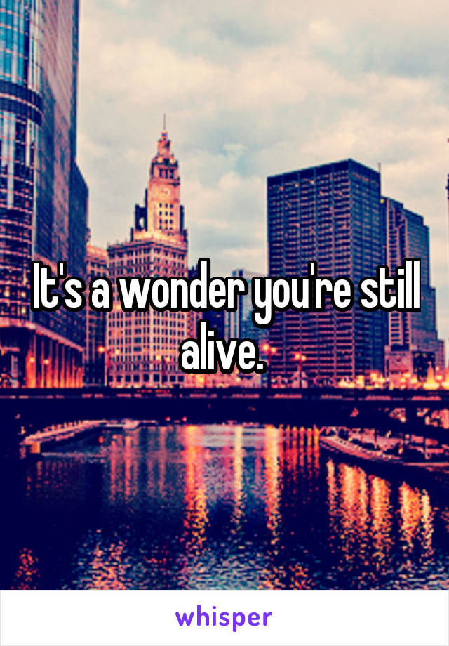 It's a wonder you're still alive. 