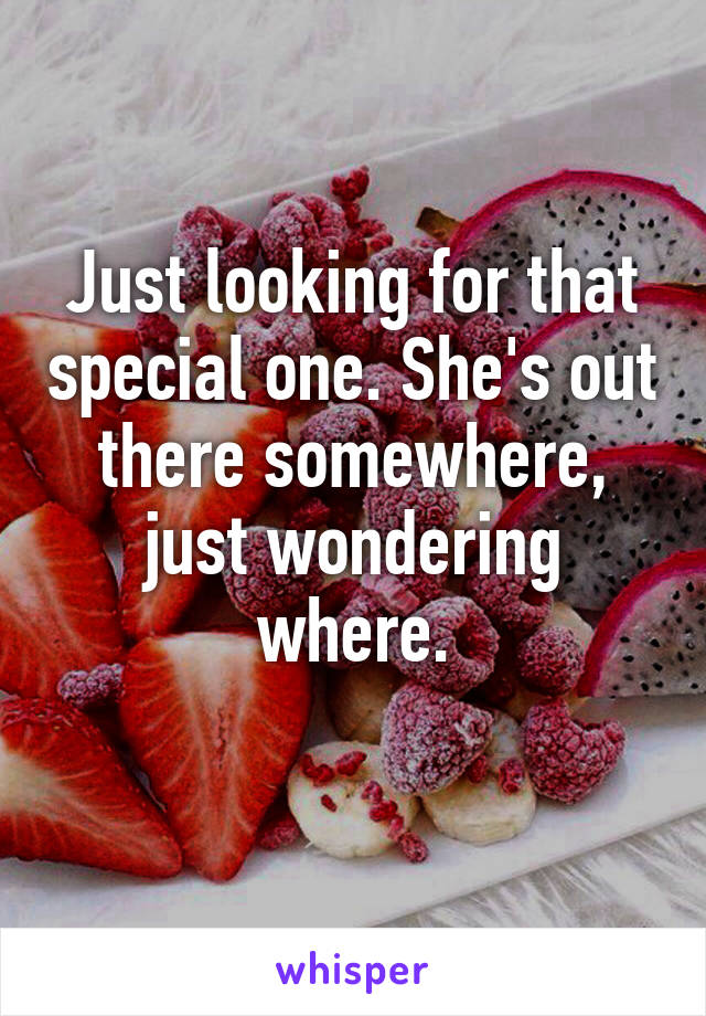 Just looking for that special one. She's out there somewhere, just wondering where.
