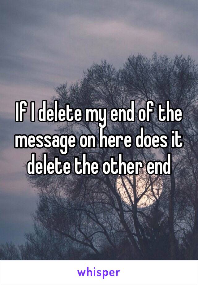 If I delete my end of the message on here does it delete the other end 