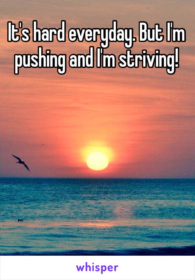 It's hard everyday. But I'm pushing and I'm striving! 