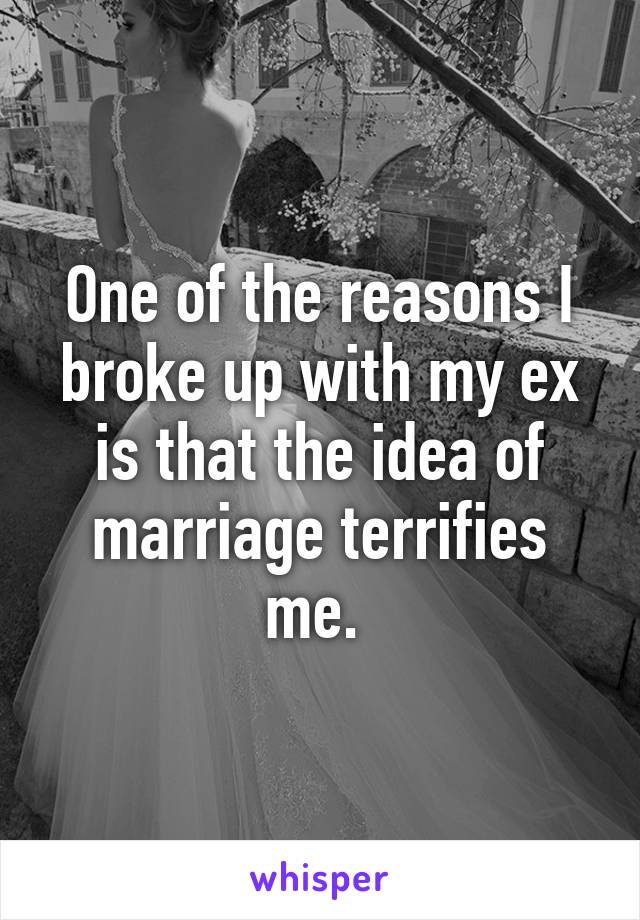 One of the reasons I broke up with my ex is that the idea of marriage terrifies me. 