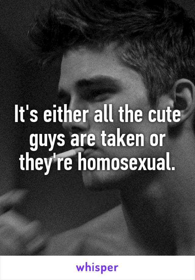 It's either all the cute guys are taken or they're homosexual.
