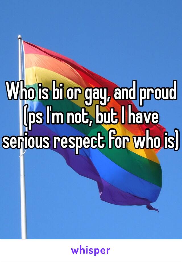 Who is bi or gay, and proud (ps I'm not, but I have serious respect for who is)