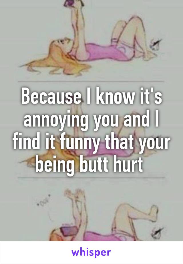 Because I know it's annoying you and I find it funny that your being butt hurt 