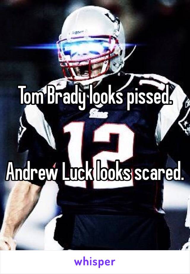 Tom Brady looks pissed.


Andrew Luck looks scared. 