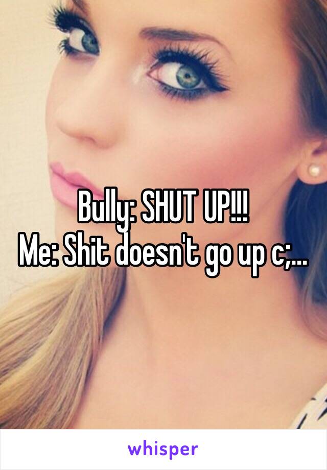 Bully: SHUT UP!!!
Me: Shit doesn't go up c;...