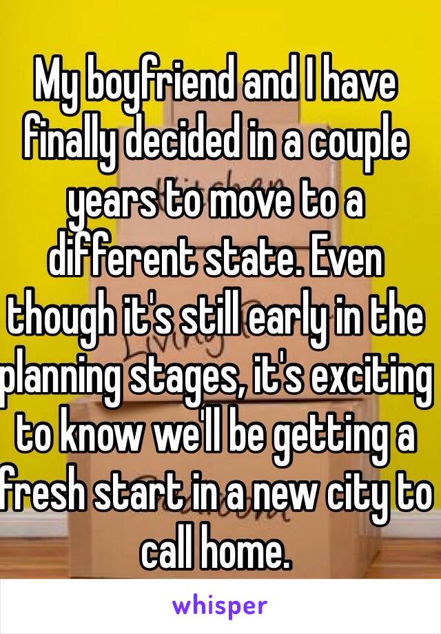 My boyfriend and I have finally decided in a couple years to move to a different state. Even though it's still early in the planning stages, it's exciting to know we'll be getting a fresh start in a new city to call home.