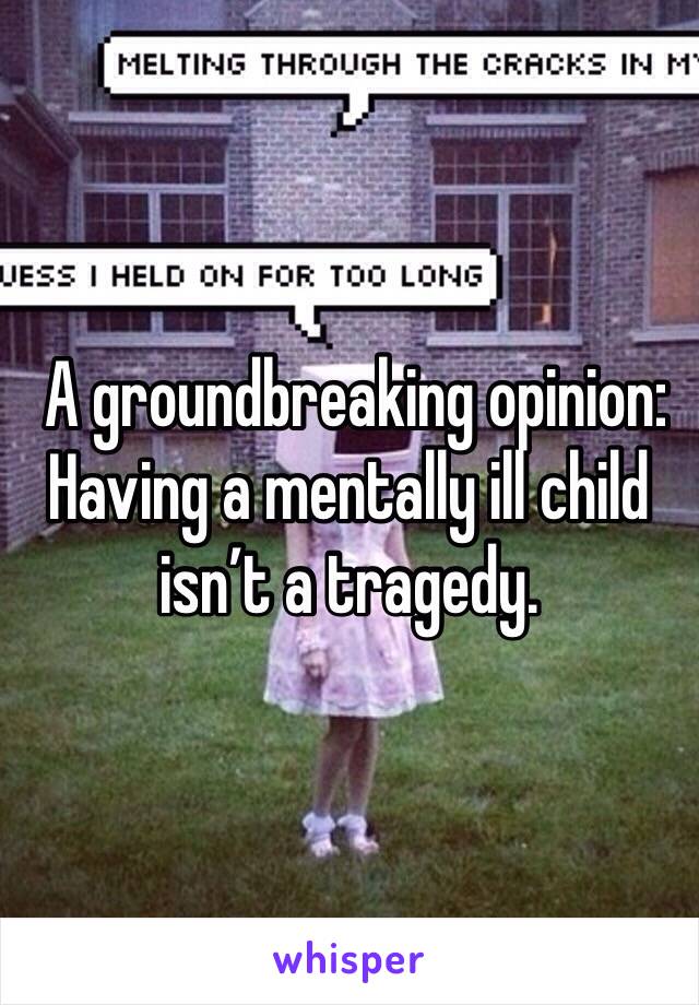  A groundbreaking opinion: Having a mentally ill child isn’t a tragedy. 