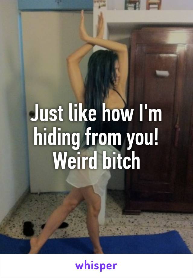 Just like how I'm hiding from you! Weird bitch