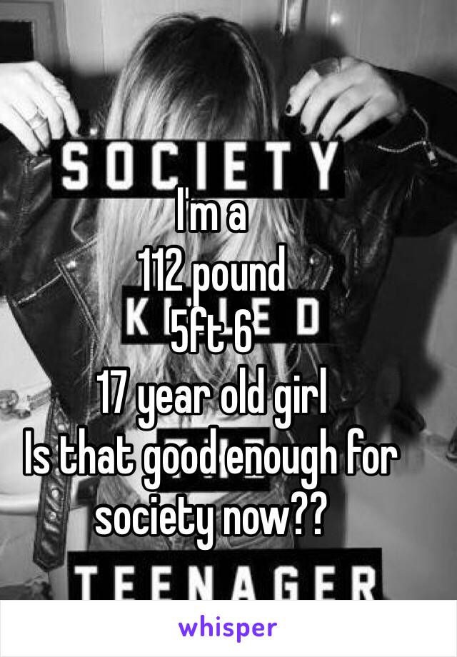 I'm a
112 pound
5ft 6
17 year old girl
Is that good enough for society now??