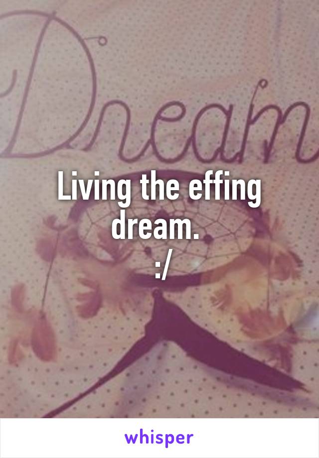 Living the effing dream. 
 :/