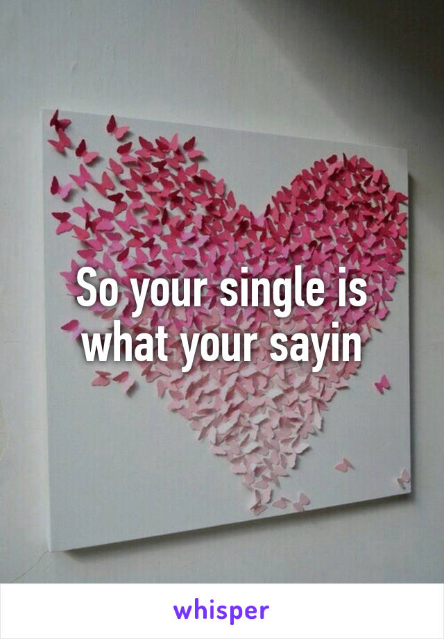 So your single is what your sayin