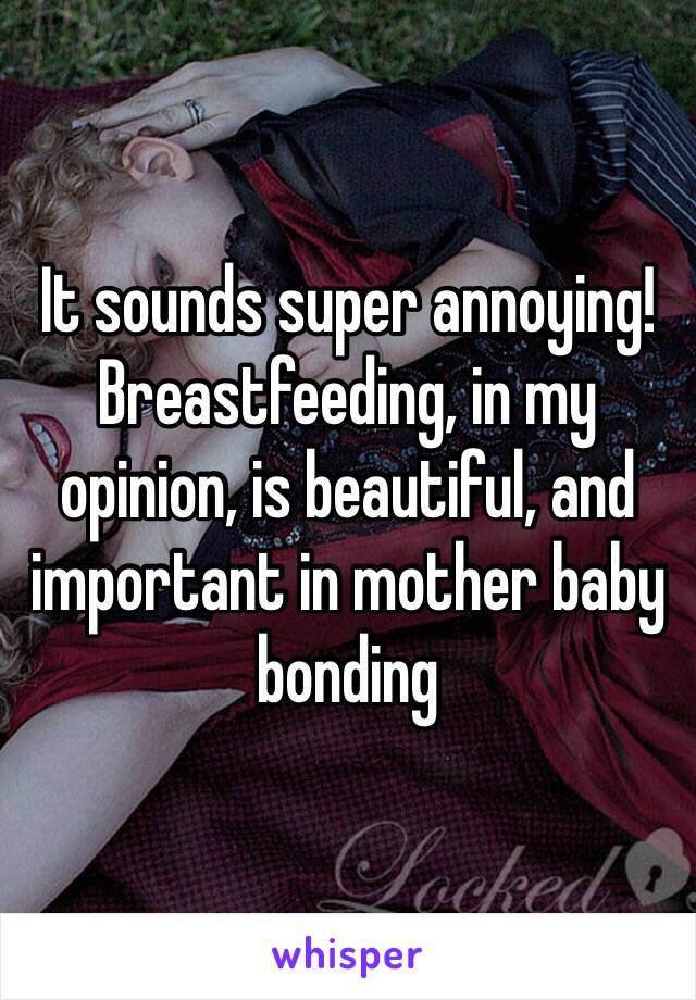 It sounds super annoying! Breastfeeding, in my opinion, is beautiful, and important in mother baby bonding 