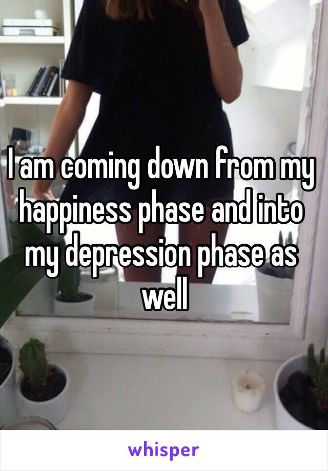 I am coming down from my happiness phase and into my depression phase as
 well