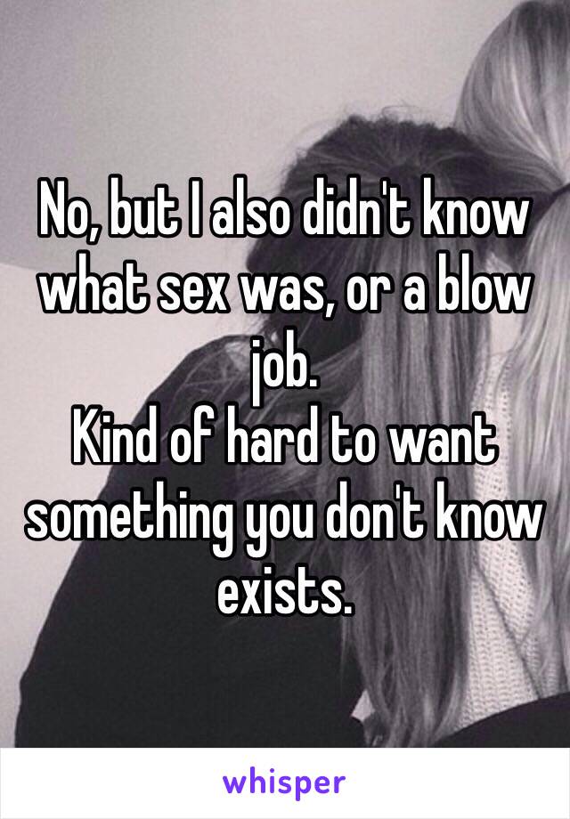 No, but I also didn't know what sex was, or a blow job. 
Kind of hard to want something you don't know exists. 