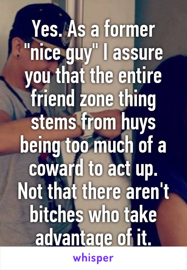 Yes. As a former "nice guy" I assure you that the entire friend zone thing stems from huys being too much of a coward to act up.
Not that there aren't bitches who take advantage of it.
