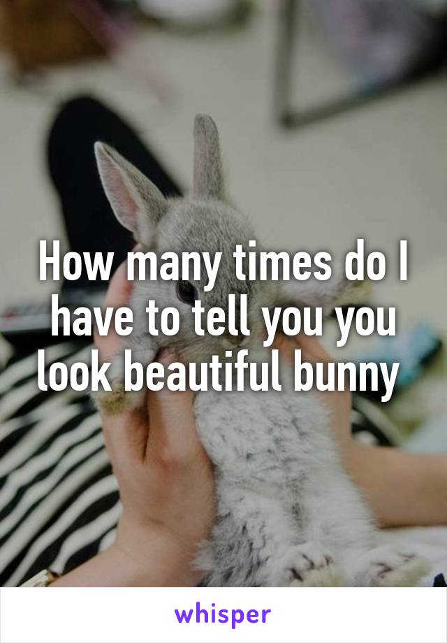 How many times do I have to tell you you look beautiful bunny 