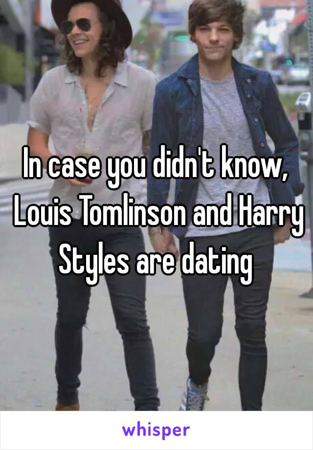 In case you didn't know, Louis Tomlinson and Harry Styles are dating 