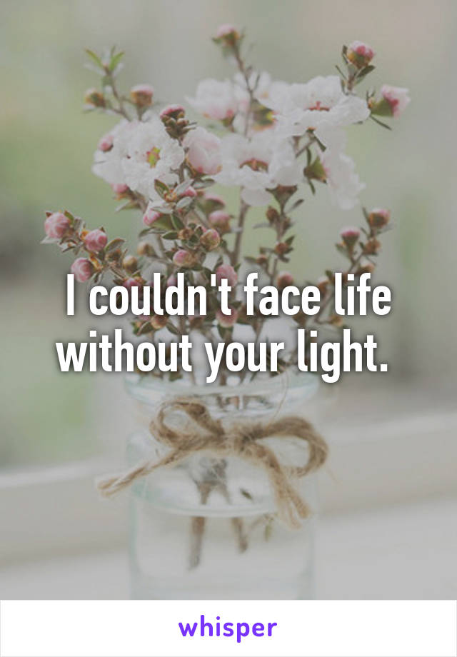 I couldn't face life without your light. 