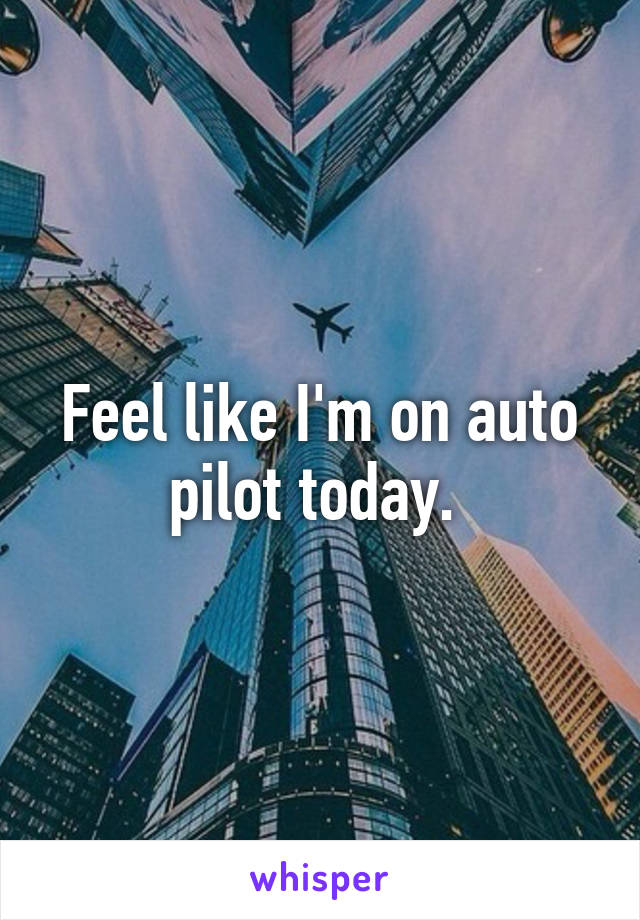 Feel like I'm on auto pilot today. 