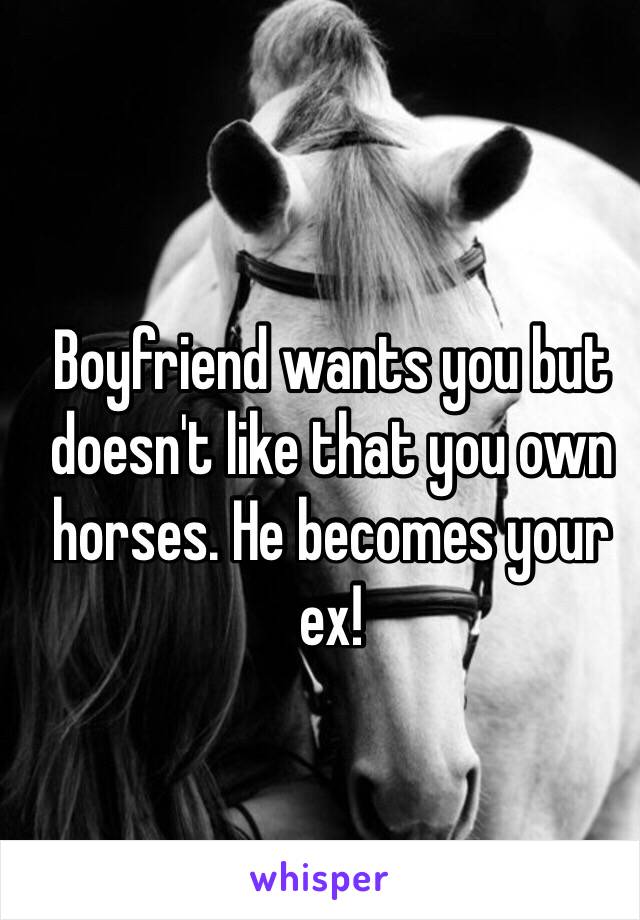 Boyfriend wants you but doesn't like that you own horses. He becomes your ex!