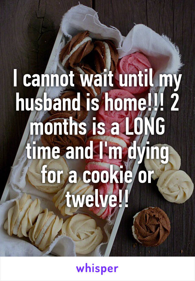 I cannot wait until my husband is home!!! 2 months is a LONG time and I'm dying for a cookie or twelve!!