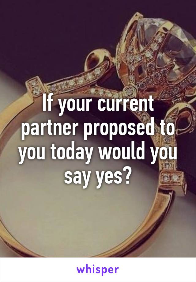 If your current partner proposed to you today would you say yes?