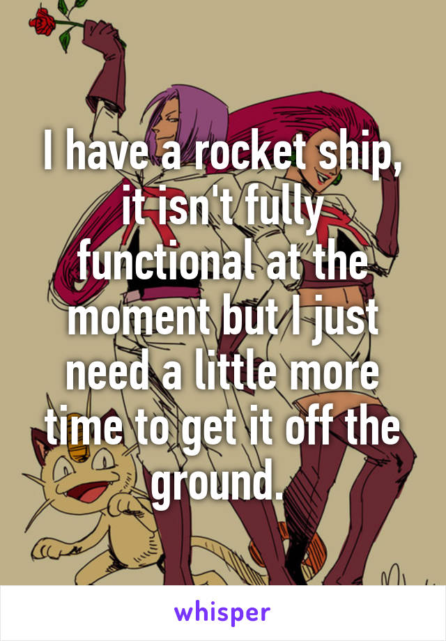 I have a rocket ship, it isn't fully functional at the moment but I just need a little more time to get it off the ground. 