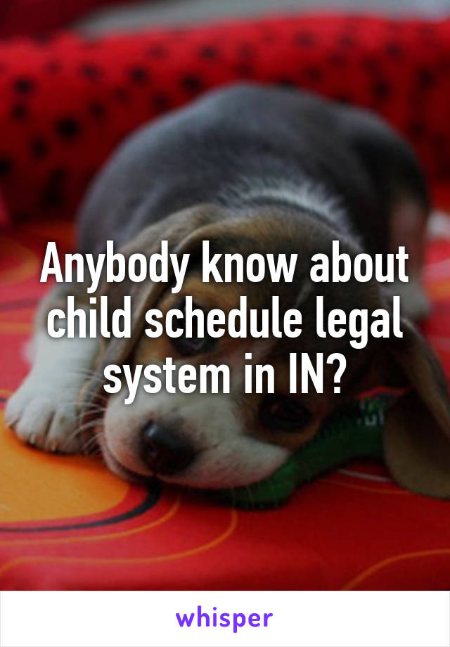 Anybody know about child schedule legal system in IN?