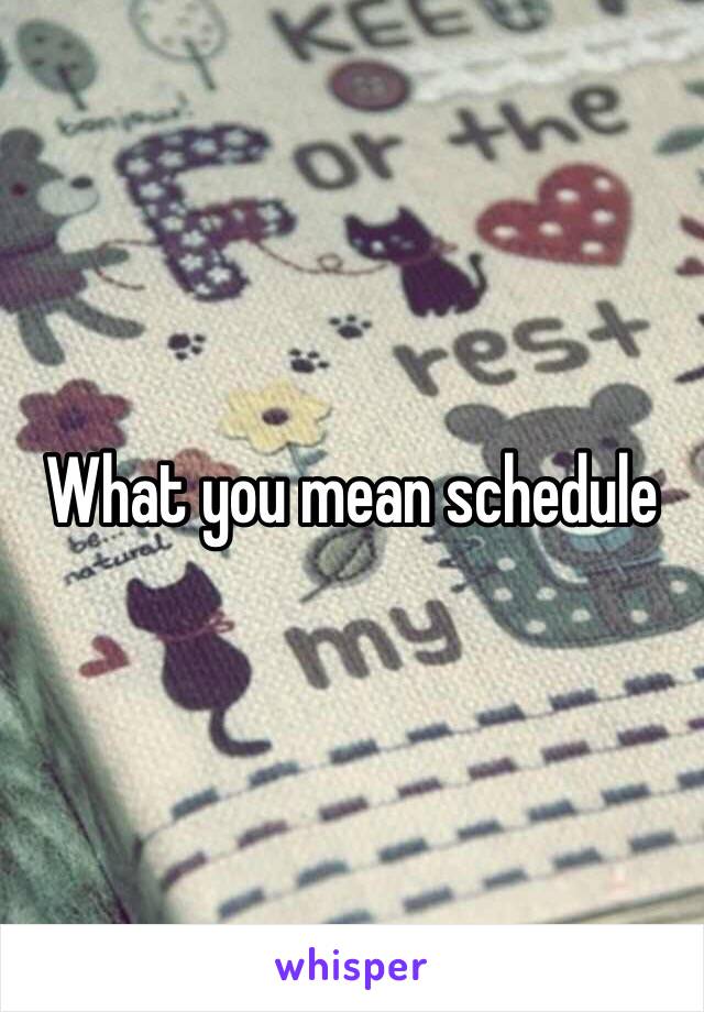 What you mean schedule 