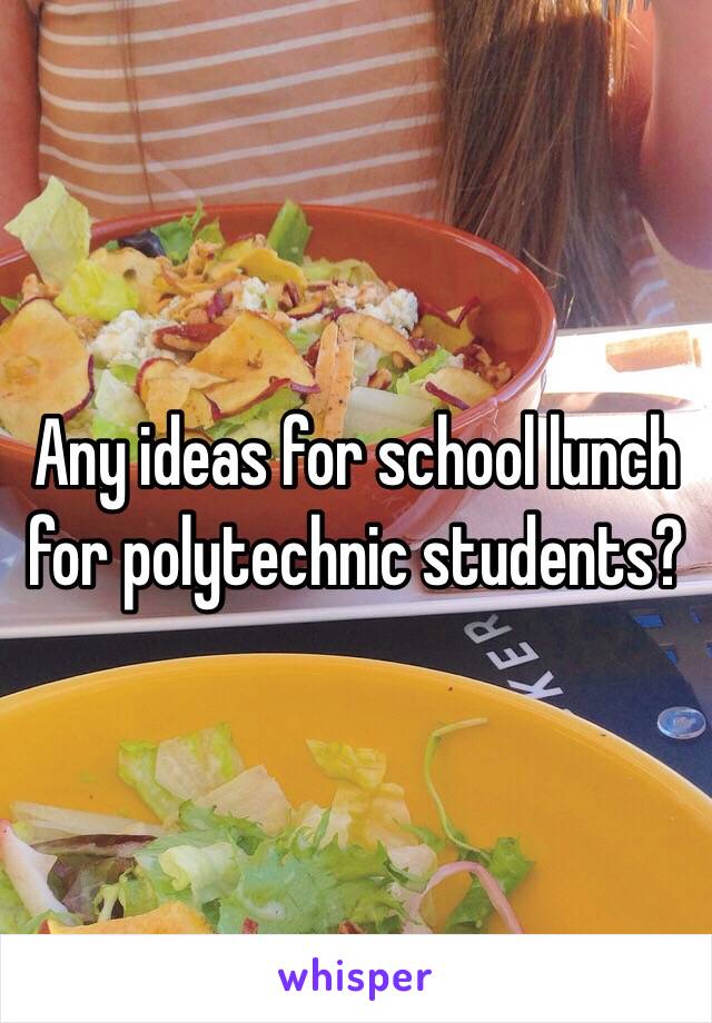 Any ideas for school lunch for polytechnic students?