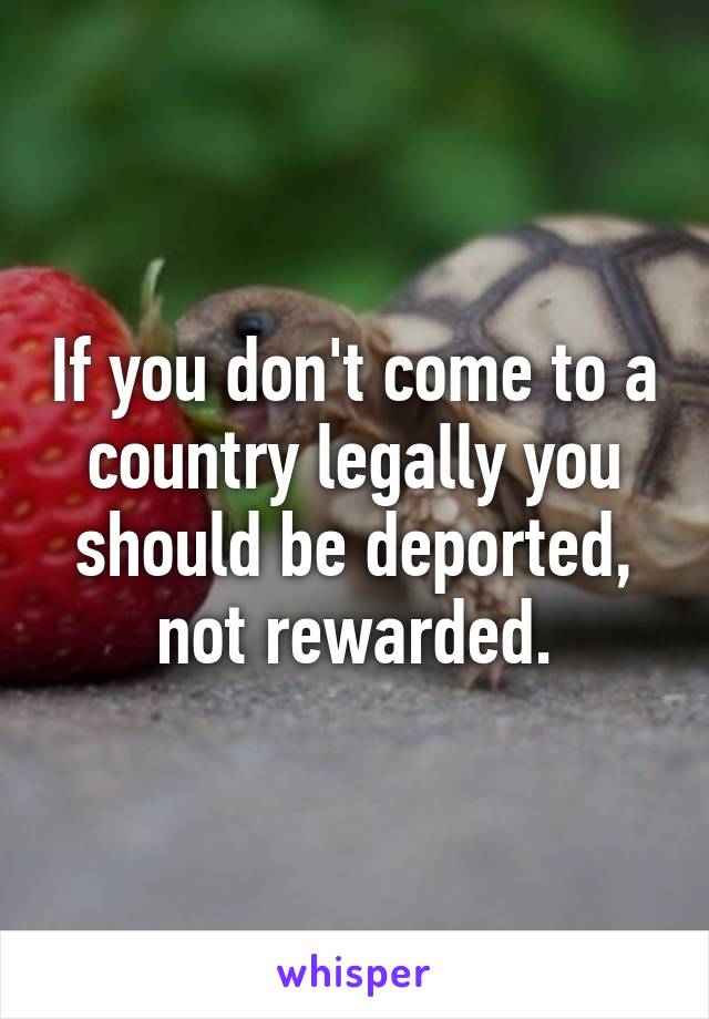 If you don't come to a country legally you should be deported, not rewarded.