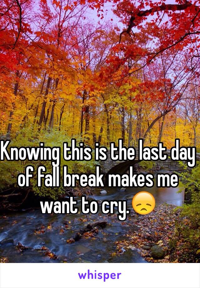 Knowing this is the last day of fall break makes me want to cry.😞