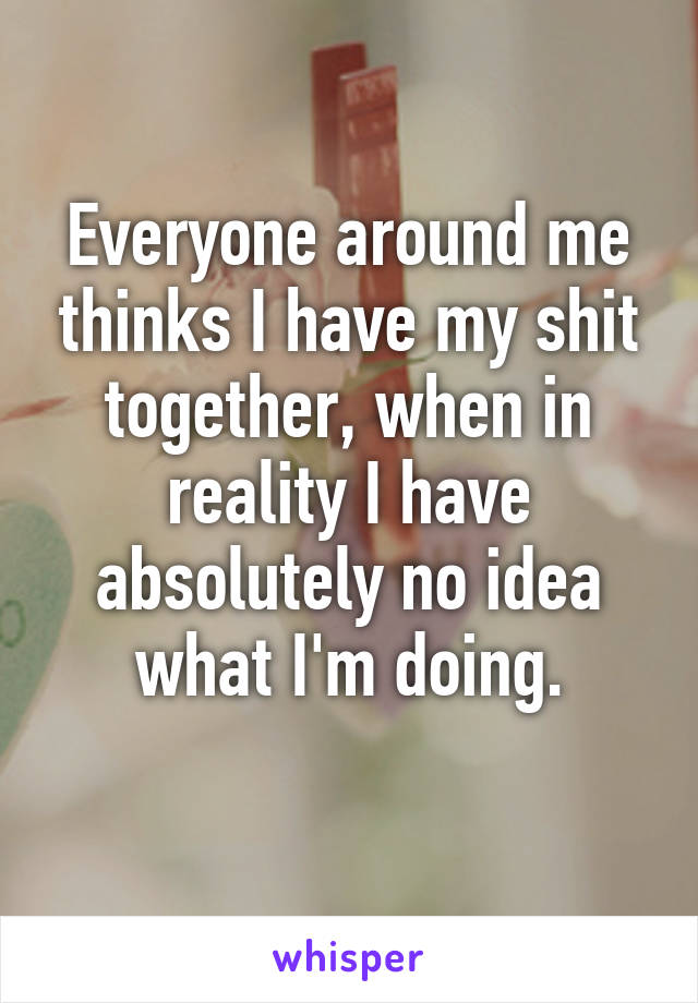 Everyone around me thinks I have my shit together, when in reality I have absolutely no idea what I'm doing.
